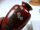 Japanese Akasuke Pigeon ' S Blood Cloisonne Foil Silver Mounts Signed Vase Vases photo 5