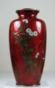 Japanese Akasuke Pigeon ' S Blood Cloisonne Foil Silver Mounts Signed Vase Vases photo 6