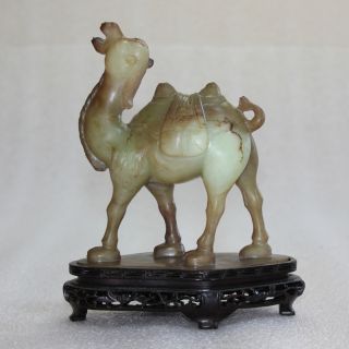 Antique Chinese Qing/republic Heitan Nephrite Jade Carving Of A Bactrian Camel photo