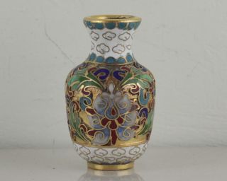 Chinese Flowers Old Cloisonne Handmade Vase, photo