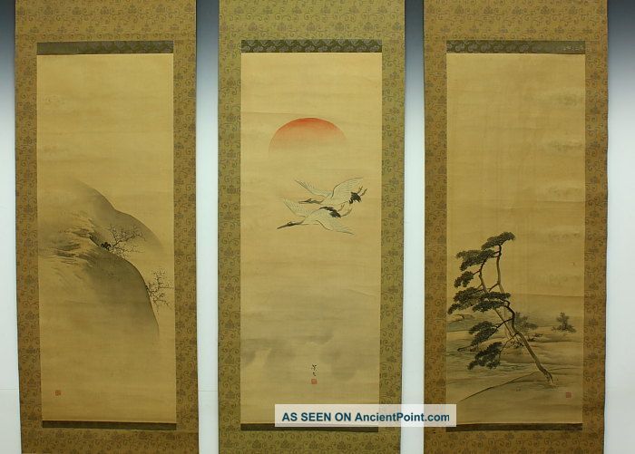 Jiku724 Ju Japan Scroll Matsumura Keibun Crane & Sansui Paintings & Scrolls photo