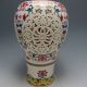 Set 2 Piece Hollowed Chinese Rose Colorful Porcelain Big Vase W Qianlong Mark Nr Vases photo 9