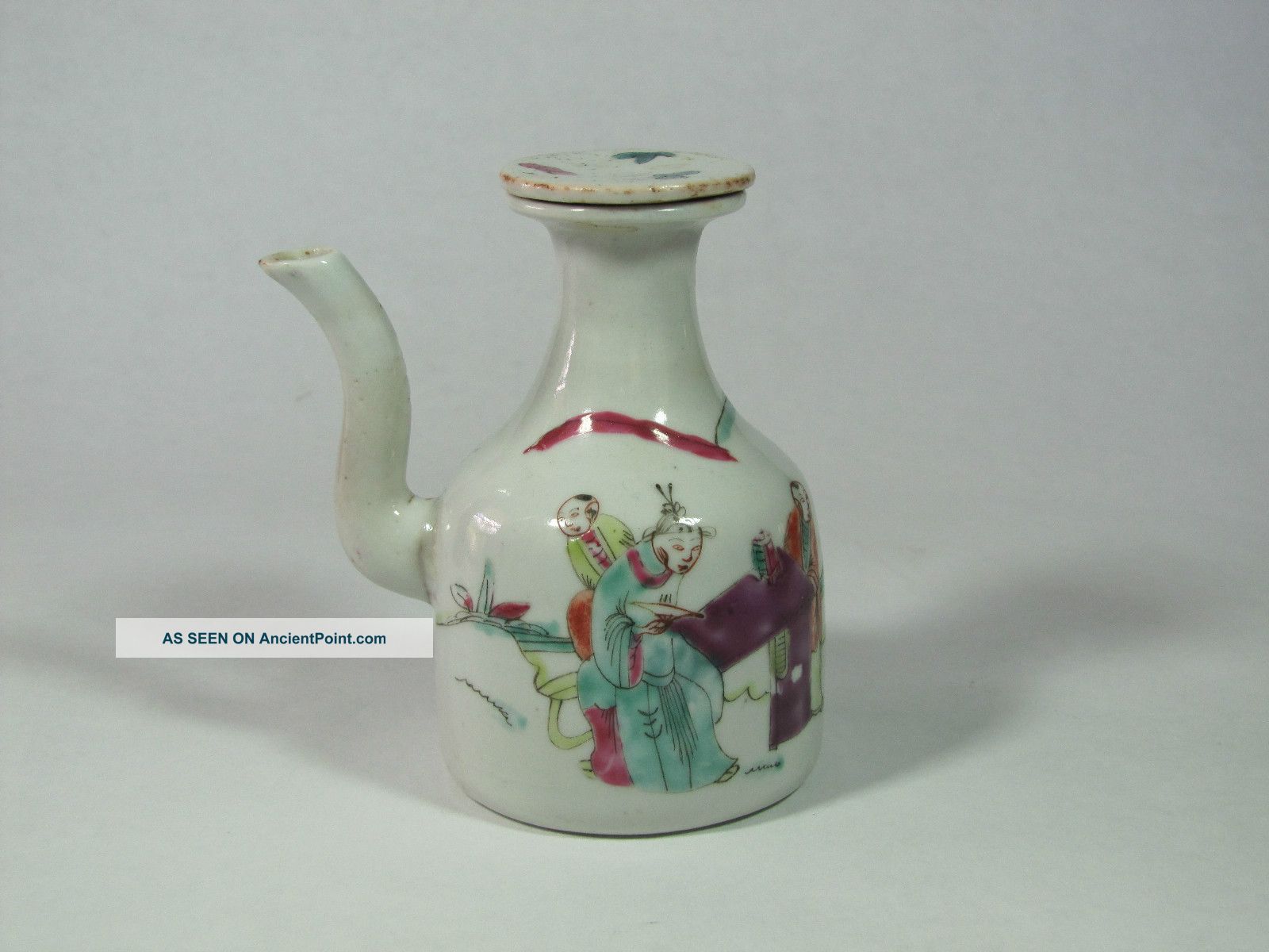 Antique Chinese Porcelain Famille Rose Ewer 19th Century Qing Dynasty Marked Other photo