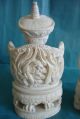 Pair Chinese Carved Bone Faux Ivory Emperor / Empress Figures Circa 1890 Other photo 5