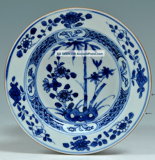 A Good Antique 18th C Chinese Porcelain Blue & White Little Deep Export Plate Plates photo