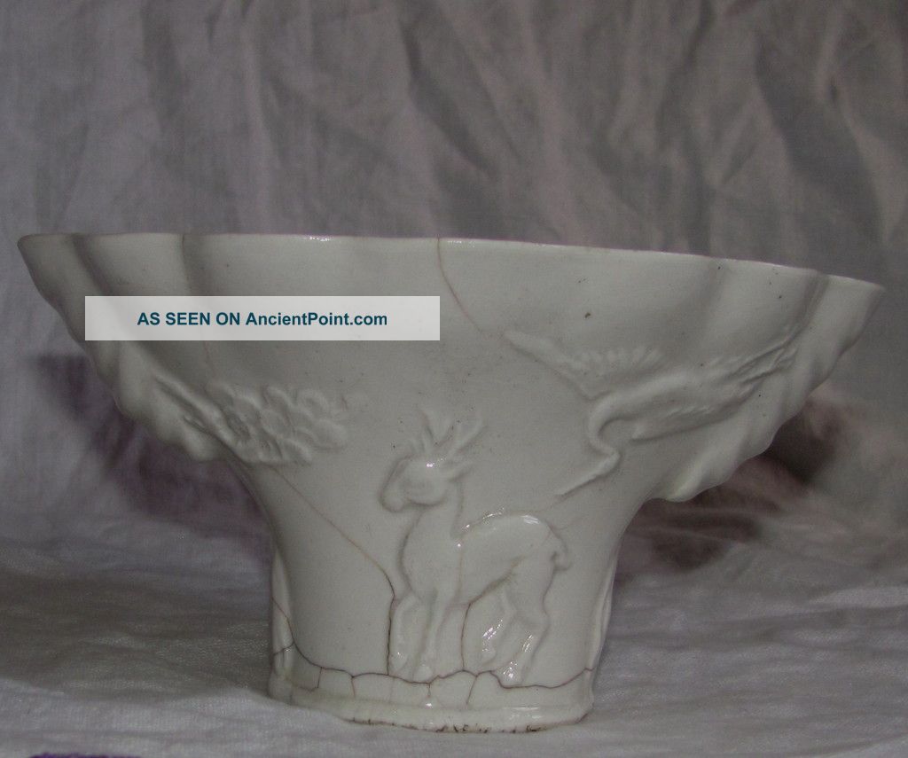 Antique Chinese Style Libation Cup - Continental German Porcelain,  Dragons Porcelain photo