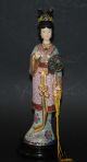 Antique Chinese Cloisonne Enamel Carved Ox Bone Face Geisha Girl Figure With Fan Men, Women & Children photo 1