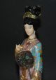 Antique Chinese Cloisonne Enamel Carved Ox Bone Face Geisha Girl Figure With Fan Men, Women & Children photo 7