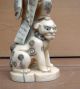 Antique 19c Ox Bone Asian Chinese Signed Wise Man Food Dog Statue Men, Women & Children photo 1