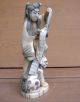 Antique 19c Ox Bone Asian Chinese Signed Wise Man Food Dog Statue Men, Women & Children photo 6