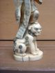 Antique 19c Ox Bone Asian Chinese Signed Wise Man Food Dog Statue Men, Women & Children photo 7