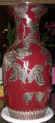 Antique Chinese 19thc Red Monochrome Langyao Flambe Porcelain Vase Vases photo 11