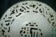 19c Chinese White Nephrite Jade Reticulated Bi - Disk Table Screen Dragons - Signed Other photo 8