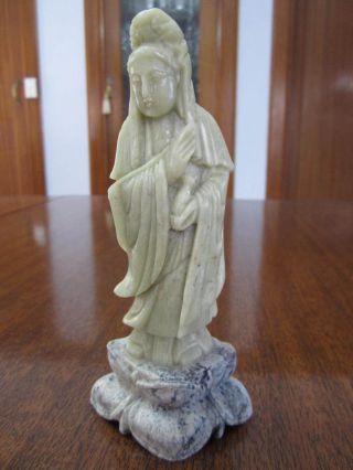 Fine Vintage Stone Carving Figurine Statue Of Chinese Goddess Guanyin photo