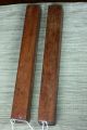 Rare Pair Of Chinese Hardwood Scroll Weights With Carved Bamboo On Top Paintings & Scrolls photo 5