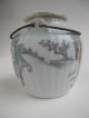 A Small Antique Chinese Porcelain Teapot Light Canton Vases photo 4