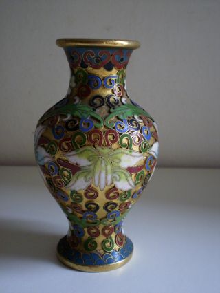 Awesome Antique Vtg Chinese Cloisonne Enameled Vase photo