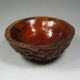 Antique Chinese Hand Carved Ox Horn Bowl & Landscape Character Pine Tree Bowls photo 1