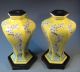 Pair China Chinese Porcelain Famille Jaune Vases W/ Blossom Decor 20th C. Vases photo 1