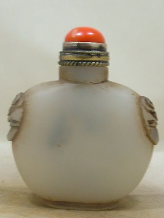 Special Chinese Antique 19th Century Old Hetian White Jade Snuff Bottle photo