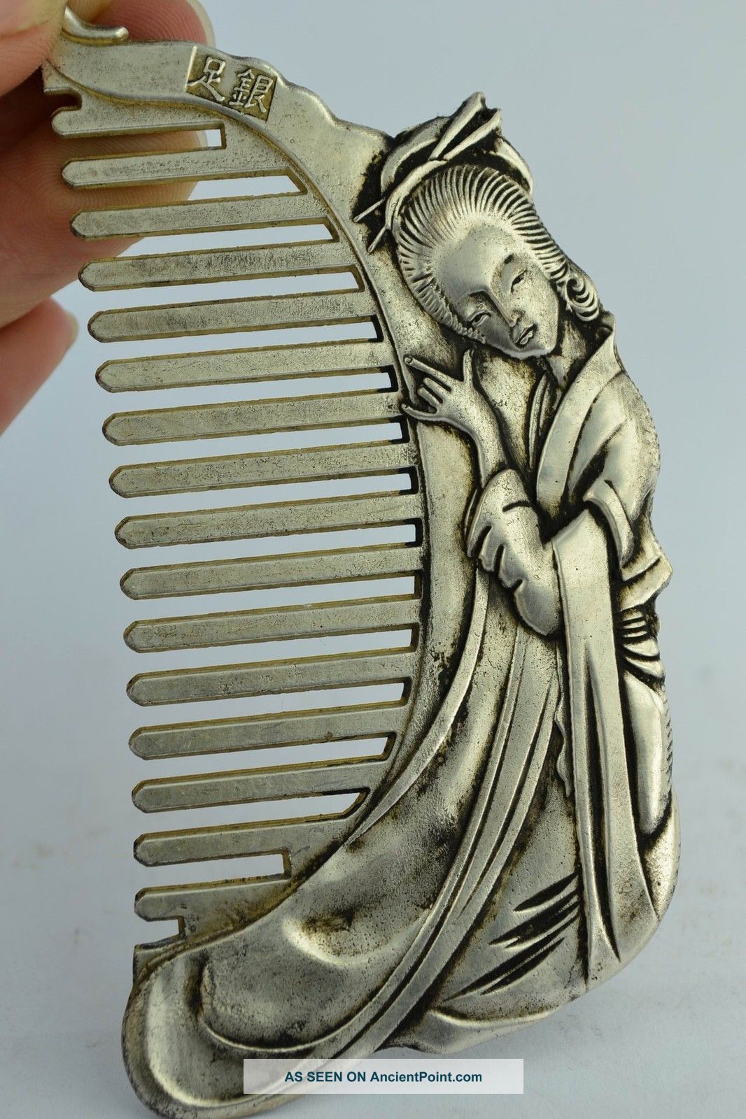Asian Old Collectibles Decorated Handwork White Copper&tibet - Silver Belle Comb Tibet photo