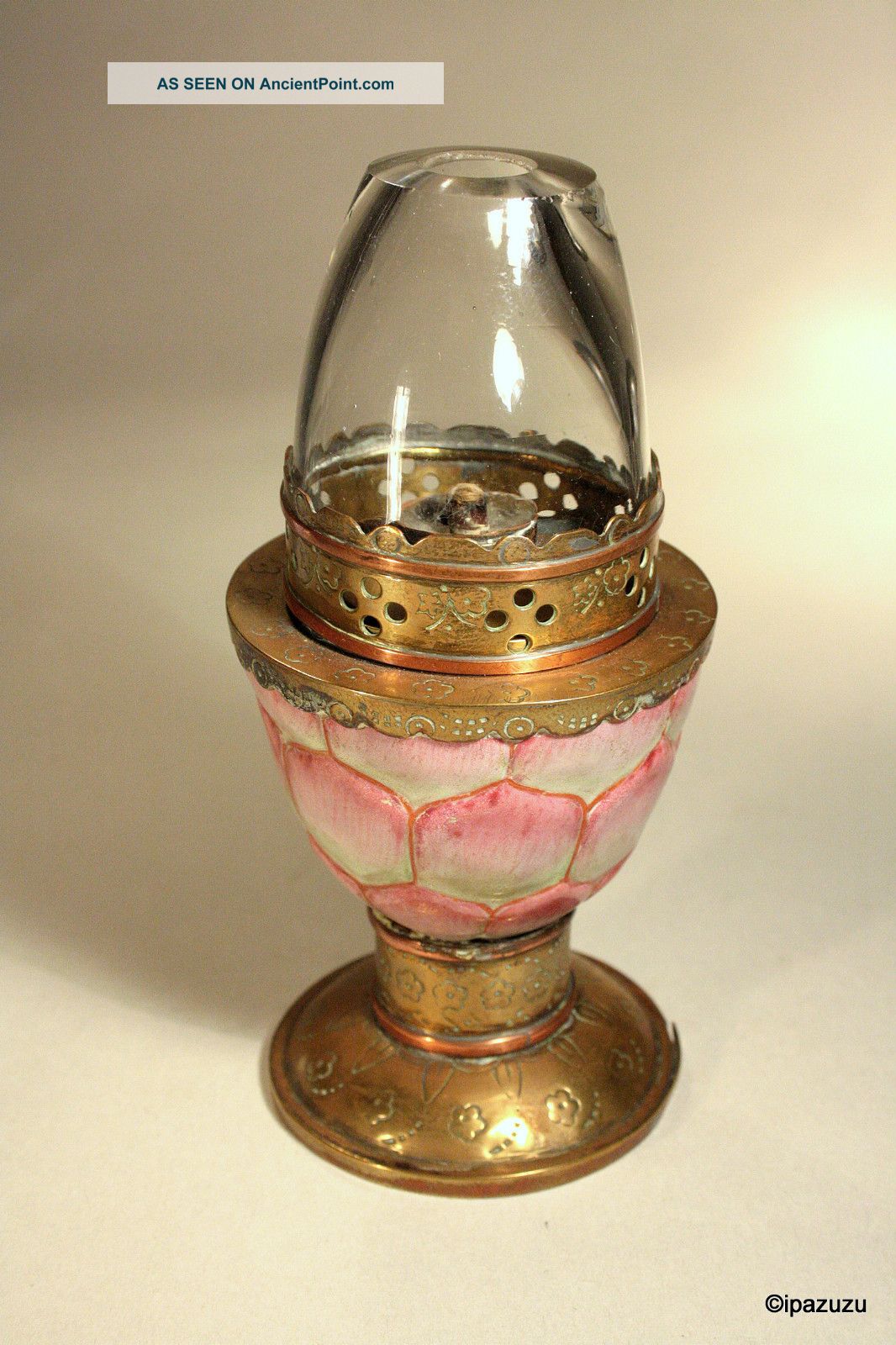 Chinese Antique Opium Lamp Porcelain & Metal Porcelain photo