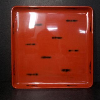 F132: Japanese Tray Popular Negoro Lacquer Ware With Appropriate Good Work photo