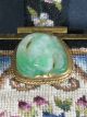 Old Carved Chinese Jade Plaque Of Bat Mounted As Clasp Of Purse Handbag 1920 ' S Other photo 1
