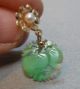 Antique Chinese 14k Gold Earrings,  Apple Green Jade & Pearls - Pierced Other photo 1