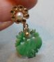 Antique Chinese 14k Gold Earrings,  Apple Green Jade & Pearls - Pierced Other photo 3