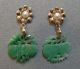 Antique Chinese 14k Gold Earrings,  Apple Green Jade & Pearls - Pierced Other photo 4