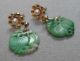 Antique Chinese 14k Gold Earrings,  Apple Green Jade & Pearls - Pierced Other photo 5