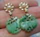 Antique Chinese 14k Gold Earrings,  Apple Green Jade & Pearls - Pierced Other photo 6