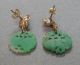 Antique Chinese 14k Gold Earrings,  Apple Green Jade & Pearls - Pierced Other photo 7