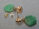Antique Chinese 14k Gold Earrings,  Apple Green Jade & Pearls - Pierced Other photo 8