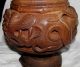 Antique Chinese Wooden Turned & Hand Carved Tobacco Jar 7.  5 