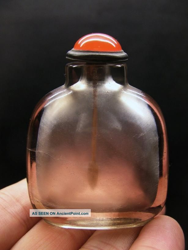 Unusual Chinese Smoking Rock Crystal Plain Design Snuff Bottle Qing Dynasty Snuff Bottles photo