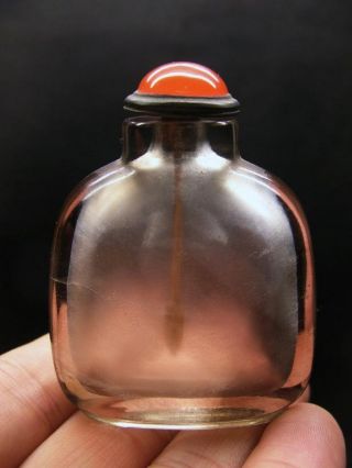 Unusual Chinese Smoking Rock Crystal Plain Design Snuff Bottle Qing Dynasty photo