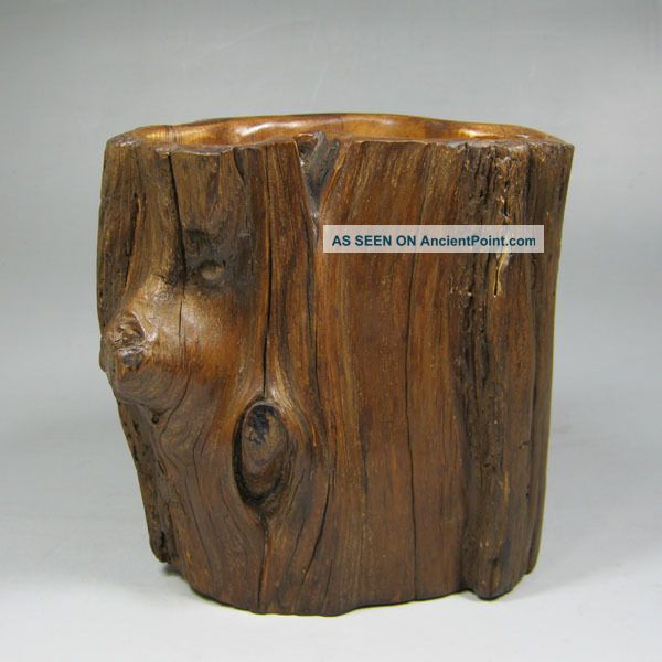 Eaglewood Wood Tree Trunk Carved Brush Pot More Than 300 Years Old Brush Pots photo