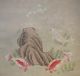 Vintage Chinese Koi Carp Doves Love Birds Moon Hand Painted Scroll Kakejiku 374 Paintings & Scrolls photo 1