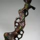 19th C Chinese Antique Bronze Ruyi Scepter Inlay Hetian Jade Green Spinach Jade Other photo 4