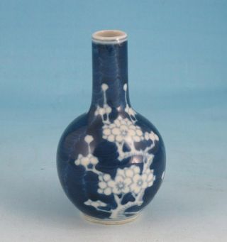 Antique 19th C Chinese Porcelain Miniature Bottle Vase Prunus Flowers photo