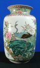 Antique Hand Painted Porcelain Chinese Enamelled Vase Peacock Kwan Yin Vases photo 5