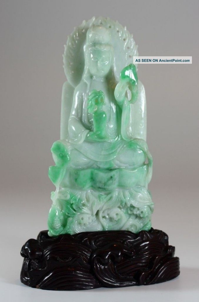 Fine Chinese Carved Jadeite Guan - Yin, ,  20th Century Early Kwan-yin photo