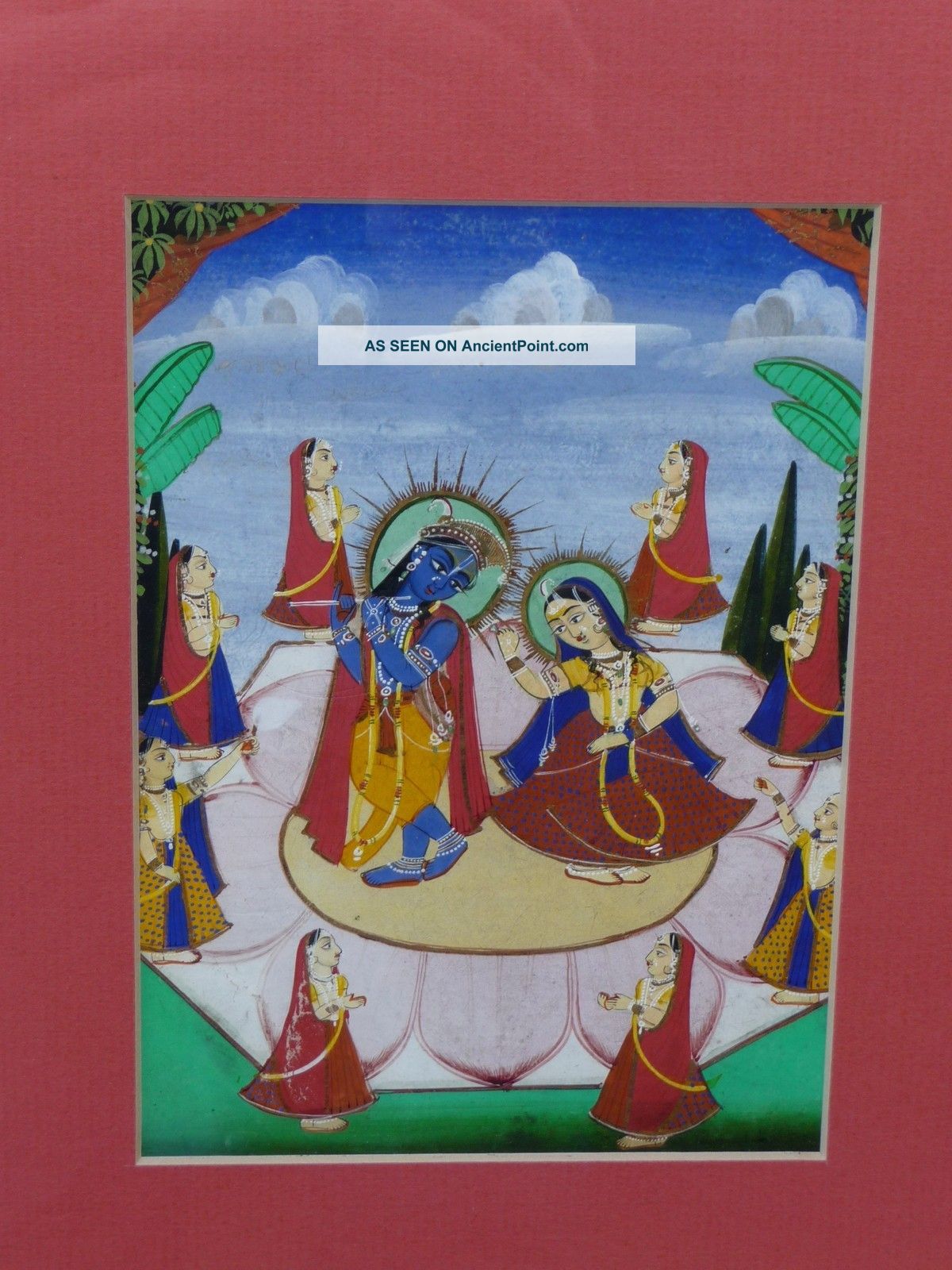 Indian Miniature Painting Krishna Rasahlila From Jaipur Mid 19th Century India photo