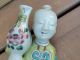 Antique Chinese Asian Pair Of Qing Dynasty Famille Rose Wall Pocket Statues Plates photo 7
