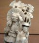 Antique 19c Ox Bone Asian Chinese Signed Statue Men, Women & Children photo 1