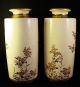 Exquisite Pair Of Signed Antique Satsuma Cylindrical Vases Flowers & Birds - Nr Vases photo 1