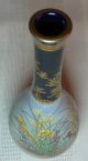 ~japanese Satsuma Vase~cobalt~gold~naturalistic~flowering Plants~signed~ Vases photo 5