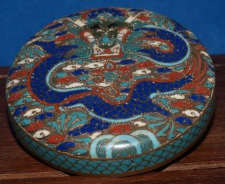 Antique Chinese Imperial Dragon Cloisonne Ink Box photo